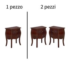 COMODINO BOMBATO IN LEGNO ARTE