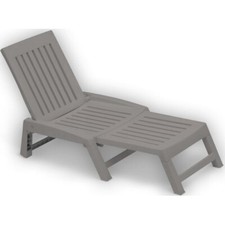 Lettino Antracite da Esterno Veranda Reclinabile in Resina Sdraio Prendisole