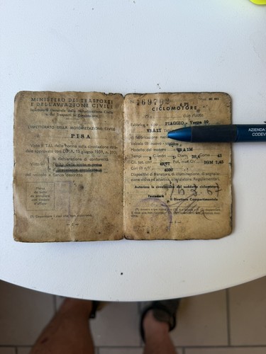Documenti vespa v5a1t - vespa,