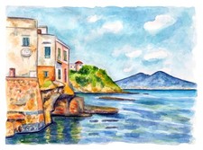 Acquerello originale Napoli