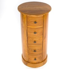 Cassettiera a tamburo 5 cassetti in teak/legno massello/tavolo lampada/supporto piante/artigianale 80x40x40