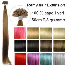 10 EXTENSION capelli VERI 0,8 gr 52cm 100% Remy Hair CHERATINA CIOCCHE ultrasuon