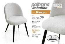 POLTRONA  SEDIA SALA PRANZO UFFICIO STUDIO TESSUTO IMBOTTITA METALLO 48*50*79
