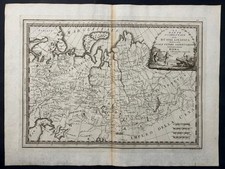 RUSSIA ASIATICA OCCIDENTALE 1796 CASSINI INSOLITA ANTICA MAPPA INCISA RAME ORIGINALE