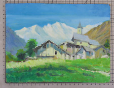 PAESGGIO ALPINO QUADRO FIRMATO PITTORE LEO REMIGANTE QUADRO OLIO SU TAVOLA X5