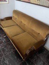 Salotto Vintage e 2 Poltrone Velluto Marrone Ben Tenuto