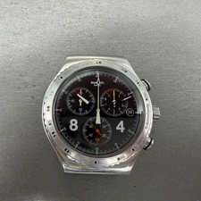 Orologio Swatch Irony Chrono Blackie Uomo 43mm Quadrante Nero Acciaio Data Tondo Nuovo batt