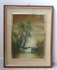 🟢 SPLENDIDO QUADRO CON VEDUTA DI PAESAGGIO -  DIPINTO A OLIO  EPOCA 1960-M-754