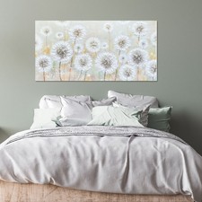 Quadro Panoramico con Denti di Leone Bianchi Soffioni Leggeri  collezione Soffio