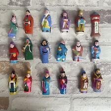 Vintage Chinese Miniature Handpainted Clay Figurines Set of 18