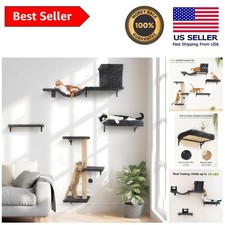 Set di mobili da parete per gatti grigi durevoli - ripiani da arrampicata e tiragraffi 4 in 1