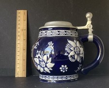 BOCCALE BROCCA BIRRA CERAMICA CON COPERCHIO STAGNO 1936