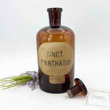 Antico barattolo Bottiglia da farmacia drogheria in Vetro ambra Medicinale '800