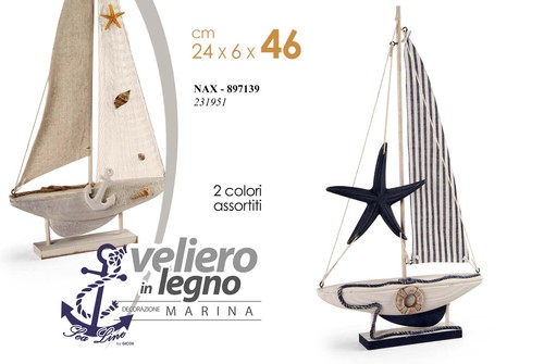 Barca veliero decorativa legno - veliero,