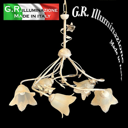 Lampadario ferro battuto - lampadario, 5