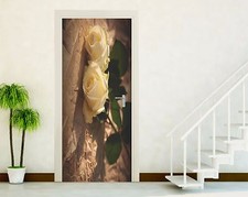 ADESIVI PORTE ADESIVO PORTA WALL STICKERS DECORAZIONE CASA ROSA BIANCA  P06