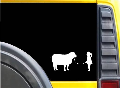 Girl showing sheep sticker - sheep,