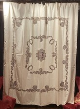 Antico Copriletto  Tovaglia O Tenda Seta E  Pizzo Al Tombolo 260x240cm Mai Usato