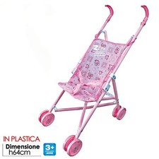 PASSEGGINO BABY ROSA PLASTICA X BAMBOLE CHIUSURA AD OMBRELLO PIEGHEVOLE