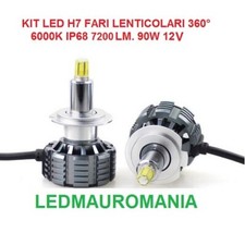 KIT LED H7 90W 12V FARO LENTICOLARE CANBUS LUCI A 360° SPECIFICO LAMPADINE AUTO