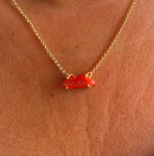 CIONDOLO VINTAGE ARGENTO 925 + labbra femminili corallo rosso Sardegna incisione