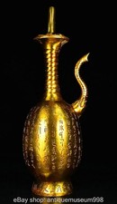 16,4"chinesische Bronze Ware vergoldete Worte Muster Elefant Stamm Wein Teepott