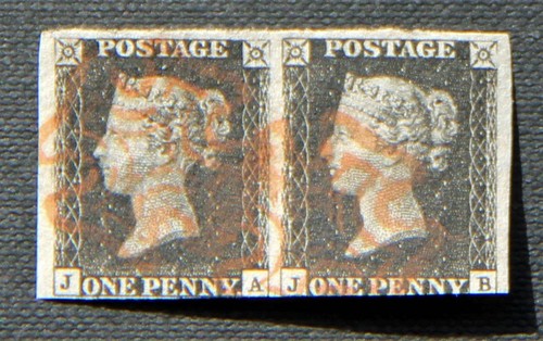 1840 penny black pair - qv,