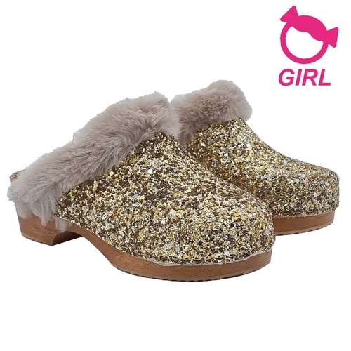 Zoccoli bambina oro glitter - zoccoli,