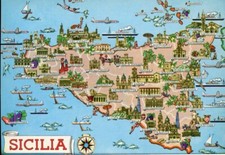 Cartolina Sicilia Palermo Cartina della Sicilia  Viaggiata  Anno 1991