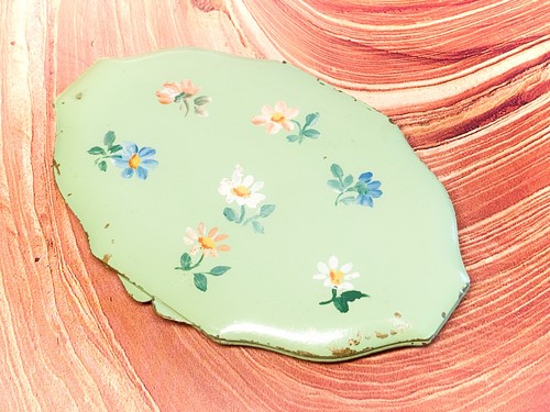 Green oval art - , hand