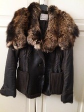 Ermanno Daelli Giaccone con pelliccia donna,taglia 42,colore marrone scuro