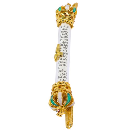 Mezuzah metallo verde con - in,