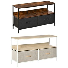 HOMCOM Mobile TV 2 Cassetti Pieghevoli e Mensola Stile Industriale 98x29x56cm