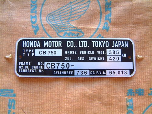 Targa telaio honda 750 - honda, cb
