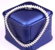 Bracciale Tennis Argento 10Ct Taglio Marchesa Creato in Laboratorio Diamante Oro Bianco 14k Over