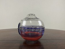 Vaso rotondo vetro rosso blu anni 70’ vintage design