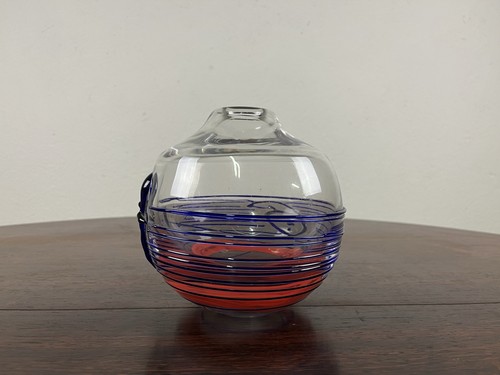 Vaso rotondo vetro rosso blu