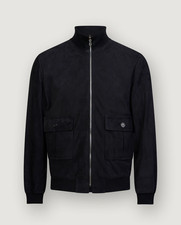 Giubbotto Pelle Blu Navy Uomo