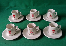 SET 6 TAZZINE DA BAR + PIATTINI TRENTENNIO CAFFÈ MIKE PORCELLANA VINTAGE. DC46