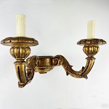 Applique antico stile barocco vintage in legno dorato oro lampada da parete