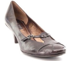 New NINE WEST Women Brn Leather Kitten Heel Comfort Pump Casual Dress Shoe Sz 8 