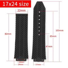 Black Rubber Strap fit for Hublot Big Bang 24mm