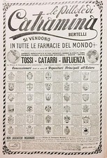 PUB.1895 CATRAMINA BERTELLI FARMACIA ARALDICA STEMMI EMBLEMI NAZIONI MONDO 35X25