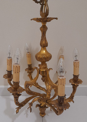 Lampadario vintage ottone - , 6