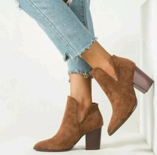 Stivali stivaletti con tacco in ecopelle marroni 