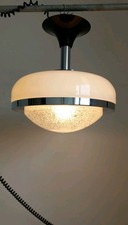 Lampada Sospensione Mazzega Vetro Pulegoso E Lattimo Incamiciato Anni 70 Murano 