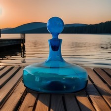 MCM Kingstown #6541 Horizon Decanter Blu Indiana Linea Artigianale Wayne Husted