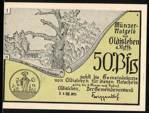 Notgeld oldisleben 1921 50 - notgeld,