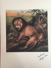 Antonio Ligabue litografia off set cm 50x70 firma in lastra con certificato