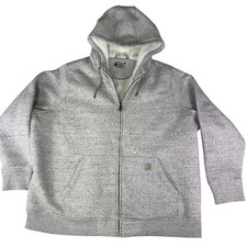 Felpa Carhartt Sherpa foderata con cappuccio donna 3XL Plus grigia full zip vestibilità rilassata TS2787-W